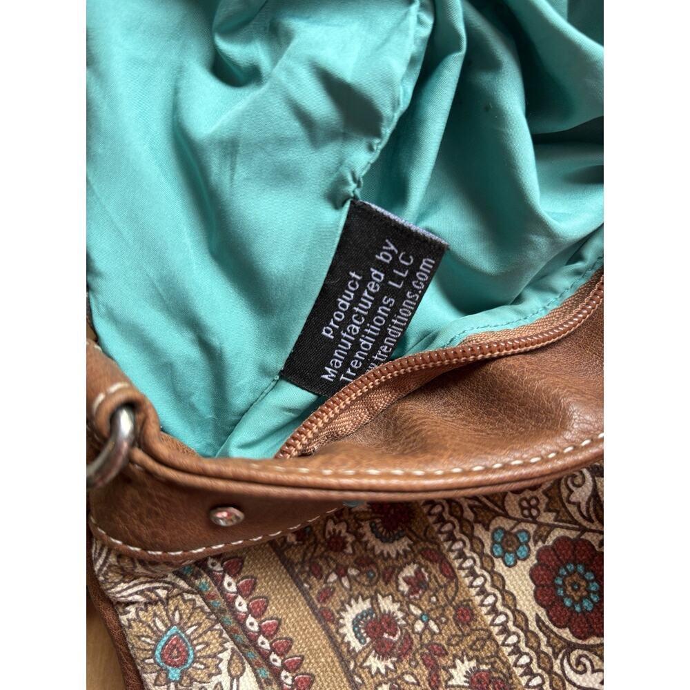 Brown Turquoise Studded Fringe Western Boho Chain Crossbody Shoulder Bag - Picture 10 of 12